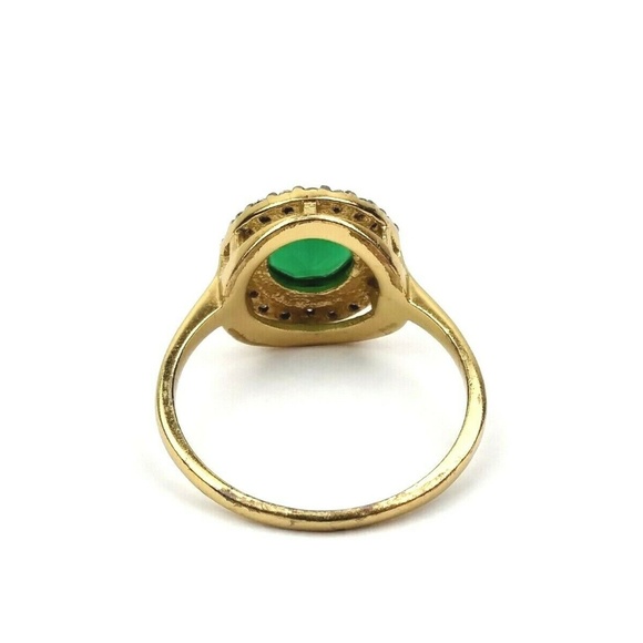 Round Green Accent Stone Fashion Statement Ring 8 - Picture 3 of 5